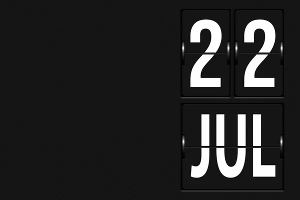 7月22日 月の22日 機械的なスコアボードのタブローの形でカレンダー 夏の月 その年のコンセプトの日 — ストック写真