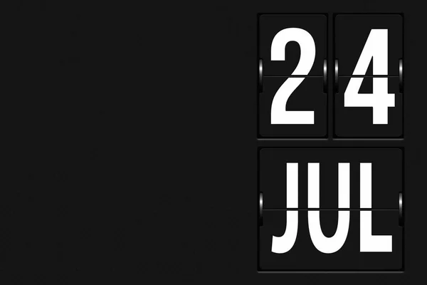 7月24日 月の24日 カレンダーの日付 機械的なスコアボードのタブローの形でカレンダー 夏の月 その年のコンセプトの日 — ストック写真