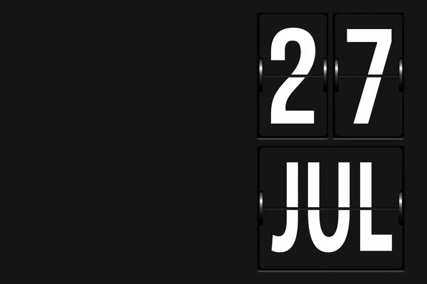 7月27日 月の27日 機械的なスコアボードのタブローの形でカレンダー 夏の月 その年のコンセプトの日 — ストック写真