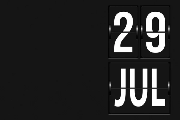 7月29日 月の29日 カレンダーの日付 機械的なスコアボードのタブローの形でカレンダー 夏の月 その年のコンセプトの日 — ストック写真