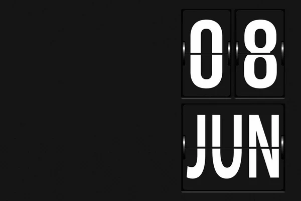 6月8日 月の8日 カレンダーの日付 機械的なスコアボードのタブローの形でカレンダー 夏の月 その年のコンセプトの日 — ストック写真