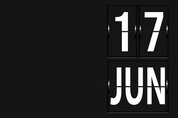 6月17日 月の17日 機械的なスコアボードのタブローの形でカレンダー 夏の月 その年のコンセプトの日 — ストック写真