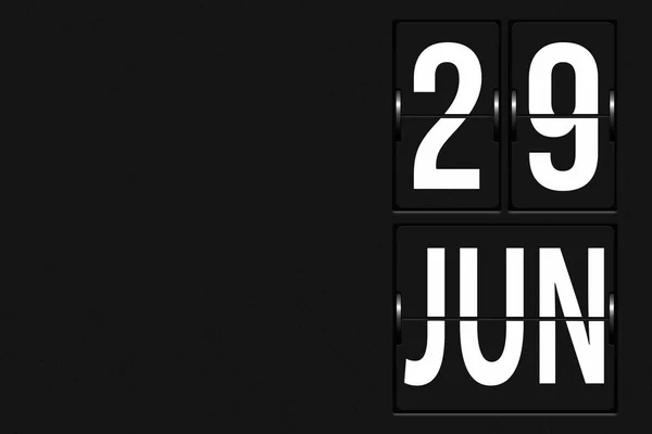 6月29日 月の29日 カレンダーの日付 機械的なスコアボードのタブローの形でカレンダー 夏の月 その年のコンセプトの日 — ストック写真