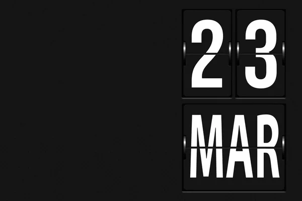 3月23日 月の23日 機械的なスコアボードのタブローの形でカレンダー 春の月 その年のコンセプトの日 — ストック写真