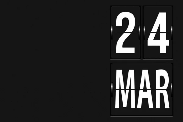 3月24日 月の24日 カレンダーの日付 機械的なスコアボードのタブローの形でカレンダー 春の月 その年のコンセプトの日 — ストック写真