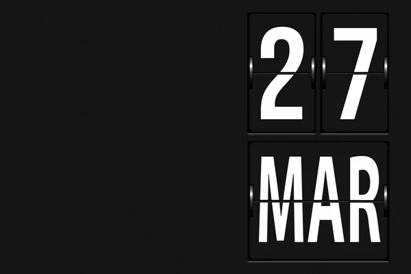 3月27日 月の27日 機械的なスコアボードのタブローの形でカレンダー 春の月 その年のコンセプトの日 — ストック写真