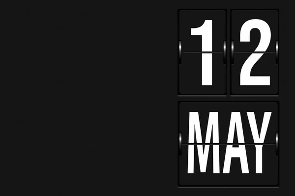 5月12日12月12日 日历日期 以机械记分板的形式出现的日历 年月日概念 — 图库照片