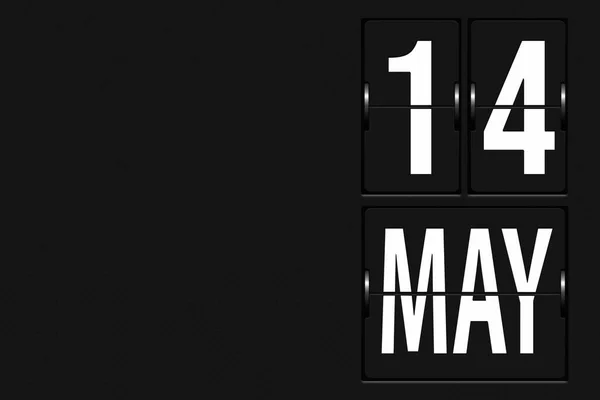 5月14日 月の14日 機械的なスコアボードのタブローの形でカレンダー 春の月 その年のコンセプトの日 — ストック写真