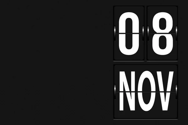 11月8日 月の8日 カレンダーの日付 機械的なスコアボードのタブローの形でカレンダー 秋の月 その年のコンセプトの日 — ストック写真
