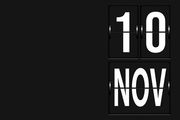 11月10日10月10日 日历日期 以机械记分板的形式出现的日历 年月日概念 — 图库照片