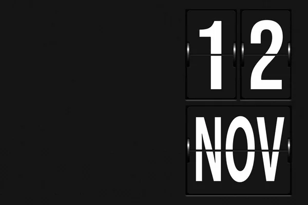 11月12日 月の12日 カレンダーの日付 機械的なスコアボードのタブローの形でカレンダー 秋の月 その年のコンセプトの日 — ストック写真