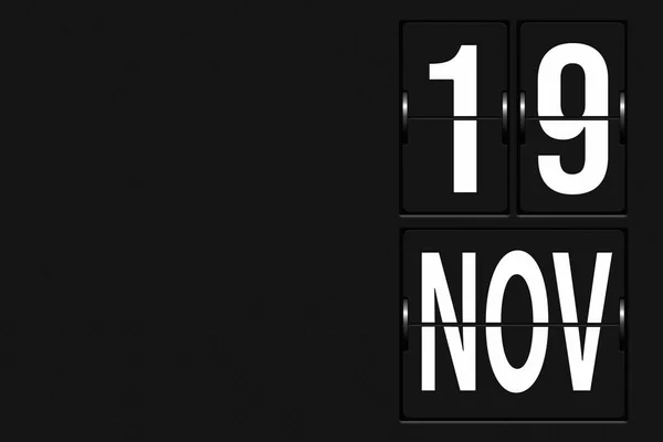 11月19日 月の19日 カレンダーの日付 機械的なスコアボードのタブローの形でカレンダー 秋の月 その年のコンセプトの日 — ストック写真