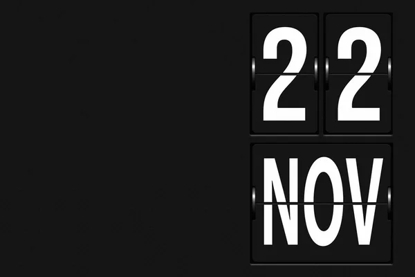 11月22日 月の22日 機械的なスコアボードのタブローの形でカレンダー 秋の月 その年のコンセプトの日 — ストック写真