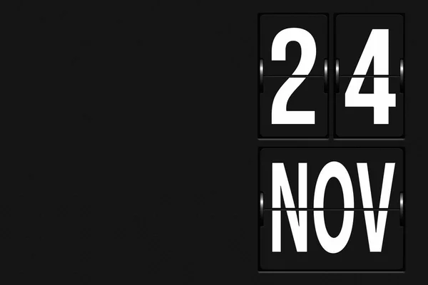 11月24日 月の24日 カレンダーの日付 機械的なスコアボードのタブローの形でカレンダー 秋の月 その年のコンセプトの日 — ストック写真