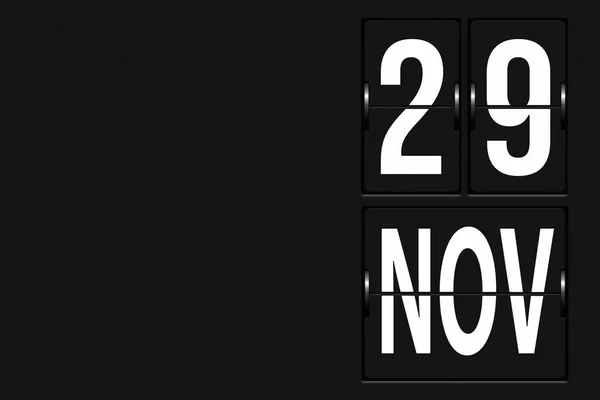 11月29日 月の29日 カレンダーの日付 機械的なスコアボードのタブローの形でカレンダー 秋の月 その年のコンセプトの日 — ストック写真