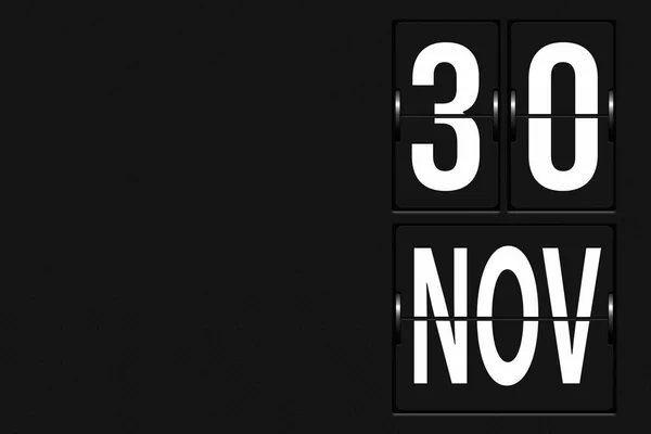 11月30日 月の30日 カレンダーの日付 機械的なスコアボードのタブローの形でカレンダー 秋の月 その年のコンセプトの日 — ストック写真