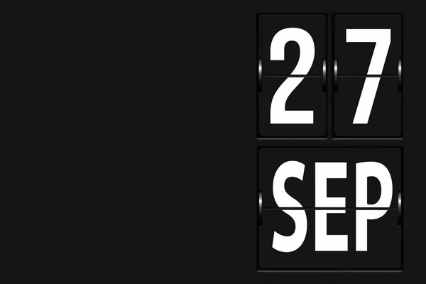 9月27日 月の27日 機械的なスコアボードのタブローの形でカレンダー 秋の月 その年のコンセプトの日 — ストック写真