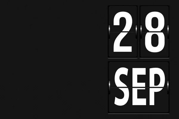9月28日 月の28日 カレンダーの日付 機械的なスコアボードのタブローの形でカレンダー 秋の月 その年のコンセプトの日 — ストック写真