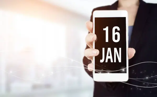 Enero Día Del Mes Fecha Del Calendario Smartphone Blanco Con —  Fotos de Stock