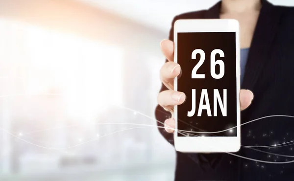 Enero Día Del Mes Fecha Del Calendario Smartphone Blanco Con —  Fotos de Stock