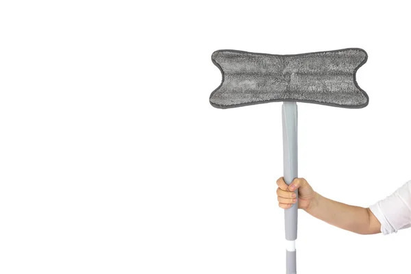 Spring Cleaning Concept Woman Hand Mop Cleaning White Disinfection Hygiene — Stok fotoğraf