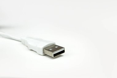 USB cable is white, on white background. A white USB type C charger cable.