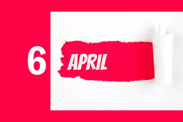 Abril Día Del Mes Fecha Del Calendario Agujero Rojo Papel — Foto de Stock