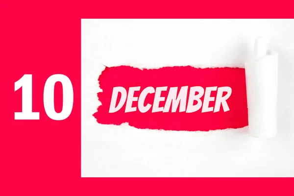 Decembrie Ziua Lunii Data Calendarului Gaură Roșie Hârtie Albă Laturi — Fotografie, imagine de stoc