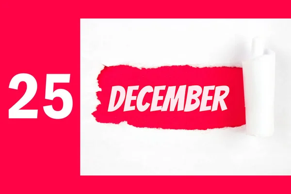 Δεκεμβρίου Ημέρα Του Μήνα Ημερομηνία Ημερολογίου Κόκκινη Τρύπα Στη Λευκή — Φωτογραφία Αρχείου