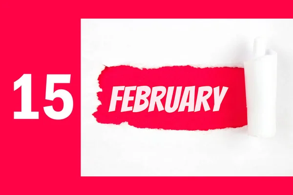Φεβρουαρίου Ημέρα Του Μήνα Ημερομηνία Ημερολογίου Κόκκινη Τρύπα Στη Λευκή — Φωτογραφία Αρχείου