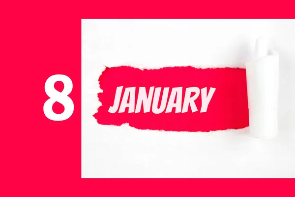 Ιανουαρίου Ημέρα Του Μήνα Ημερομηνία Ημερολογίου Κόκκινη Τρύπα Στη Λευκή — Φωτογραφία Αρχείου