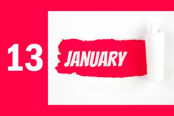 Января Января День Месяца Календарная Дата Красное Отверстие Белой Бумаге — стоковое фото