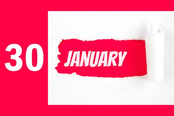 Ιανουαρίου Ημέρα Του Μήνα Ημερομηνία Ημερολογίου Κόκκινη Τρύπα Στη Λευκή — Φωτογραφία Αρχείου