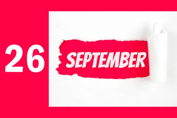 September Tag Des Monats Kalenderdatum Rotes Loch Weißen Papier Mit — Stockfoto