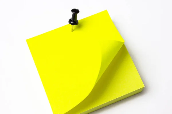 Yellow Sticky Paper Button Curled White Background Royalty Free Stock Images