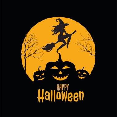 Mutlu cadılar bayramı Korkunç siyah ve sarı kart tasarımı