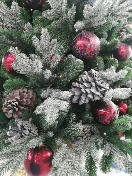 Різдвяні Прикраси Дерев Яному Фоні — стокове фото