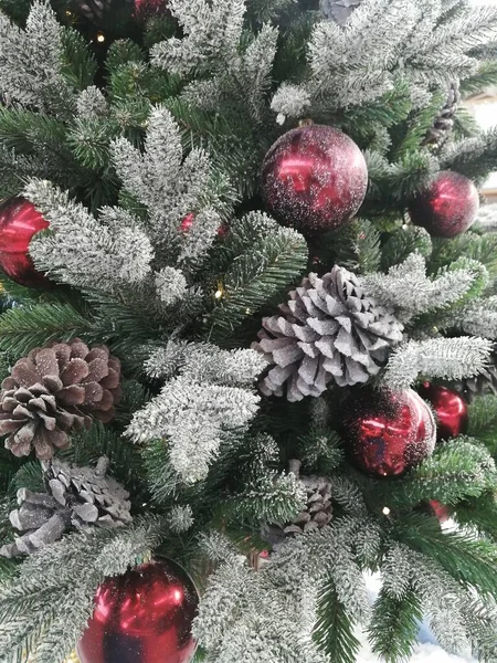 Різдвяні Прикраси Дерев Яному Фоні — стокове фото