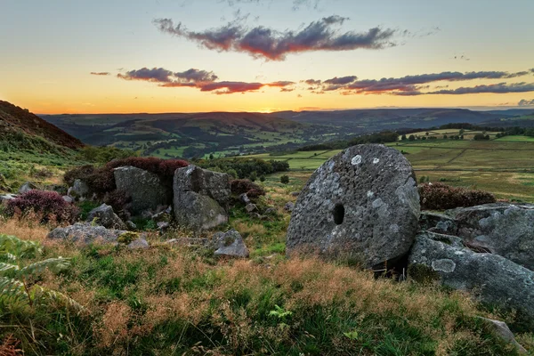 Sunset view over moorlands — Stock Photo, Image