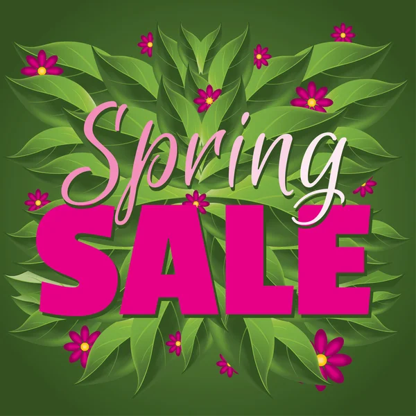 Gráfico de venta primavera verde y rosa — Vector de stock