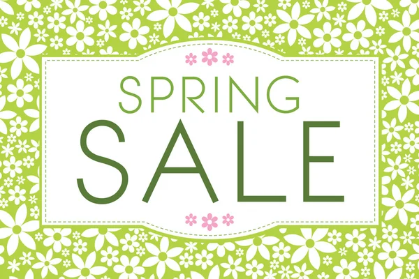 Arka planda çiçekli yeşil bahar satışı büyük başlığı