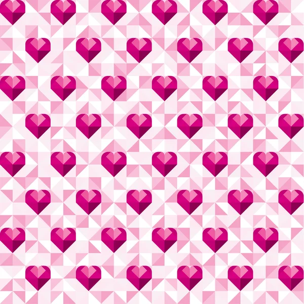 Patrón abstracto corazones geométricos rosados — Vector de stock