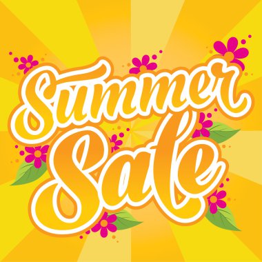 Çiçeklerle Parlak Yaz satış vektör afiş
