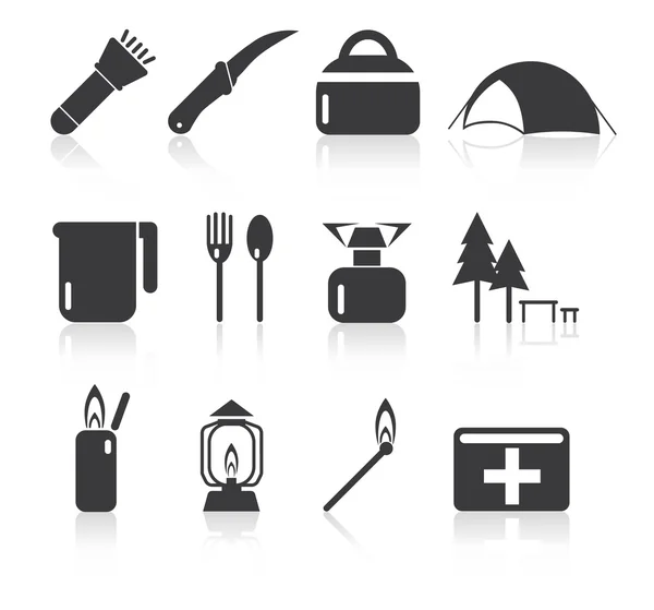 Camping simple icon set — Stock Vector