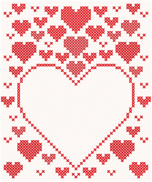 Mooie kaart met rode harten voor Valentines Day — Stockvector