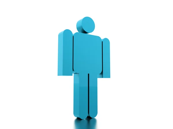 Figura hombre abstracto azul representado sobre fondo blanco — Foto de Stock