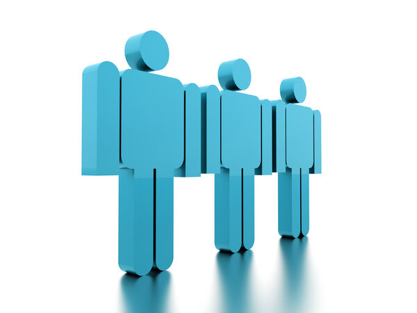 Blue abstract man figure rendered on white background