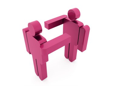 Beyaz arka plan üzerinde işlenen soyut adam şekil