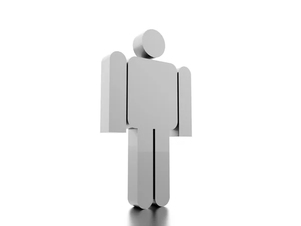 Prata figura homem abstrato renderizado no fundo branco — Fotografia de Stock