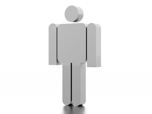 Prata figura homem abstrato renderizado no fundo branco — Fotografia de Stock